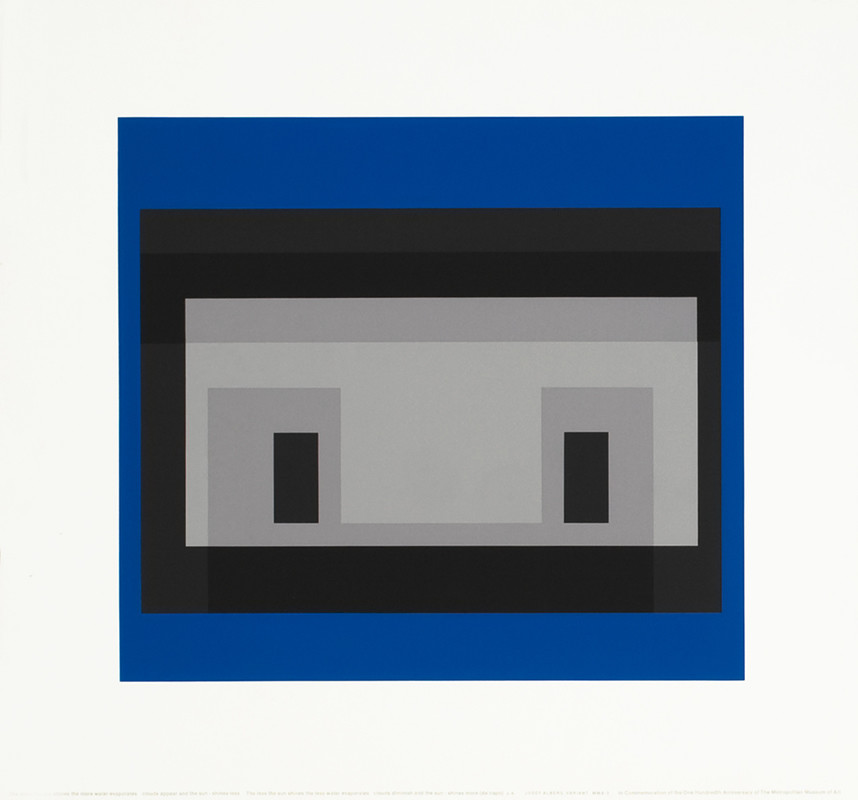 Abstract geometric design; blue, gray, black