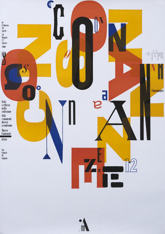 Letters printed on page; yellow, red, black