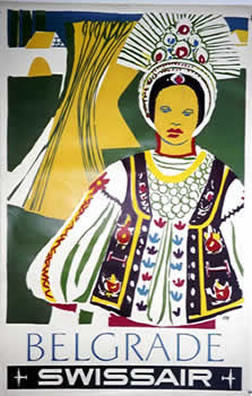 YUGOSLAVIAN PEASANT IN NATIVE DRESS; YELLOW, BROWN, RED