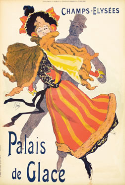 woman skating in striped dress; yellow, red, black