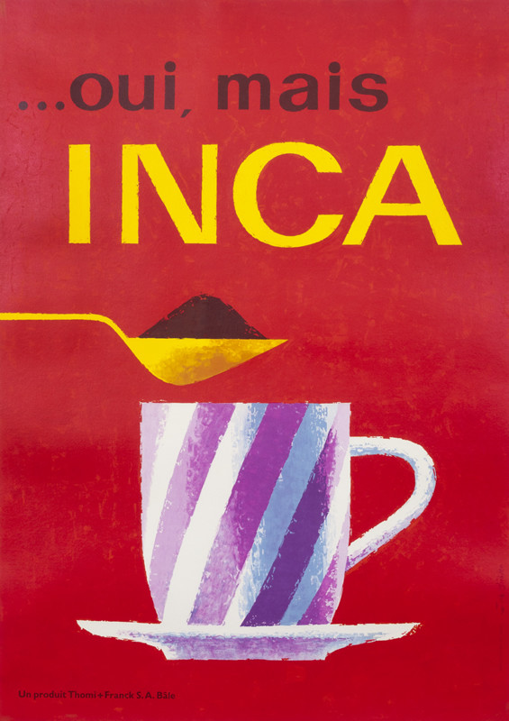 cup of coffee with teaspoon of instant coffee; red, black, yellow