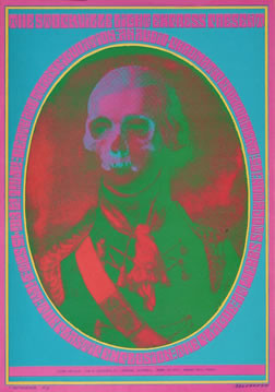 George Washington from dollar bill; blue, green, red, pink