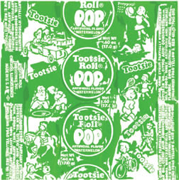 Blow-up of tootsie pop wrapper; green