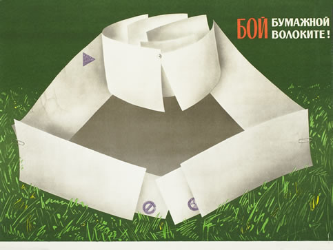 Notes and envelopes in shape of business shirt; green, red, white