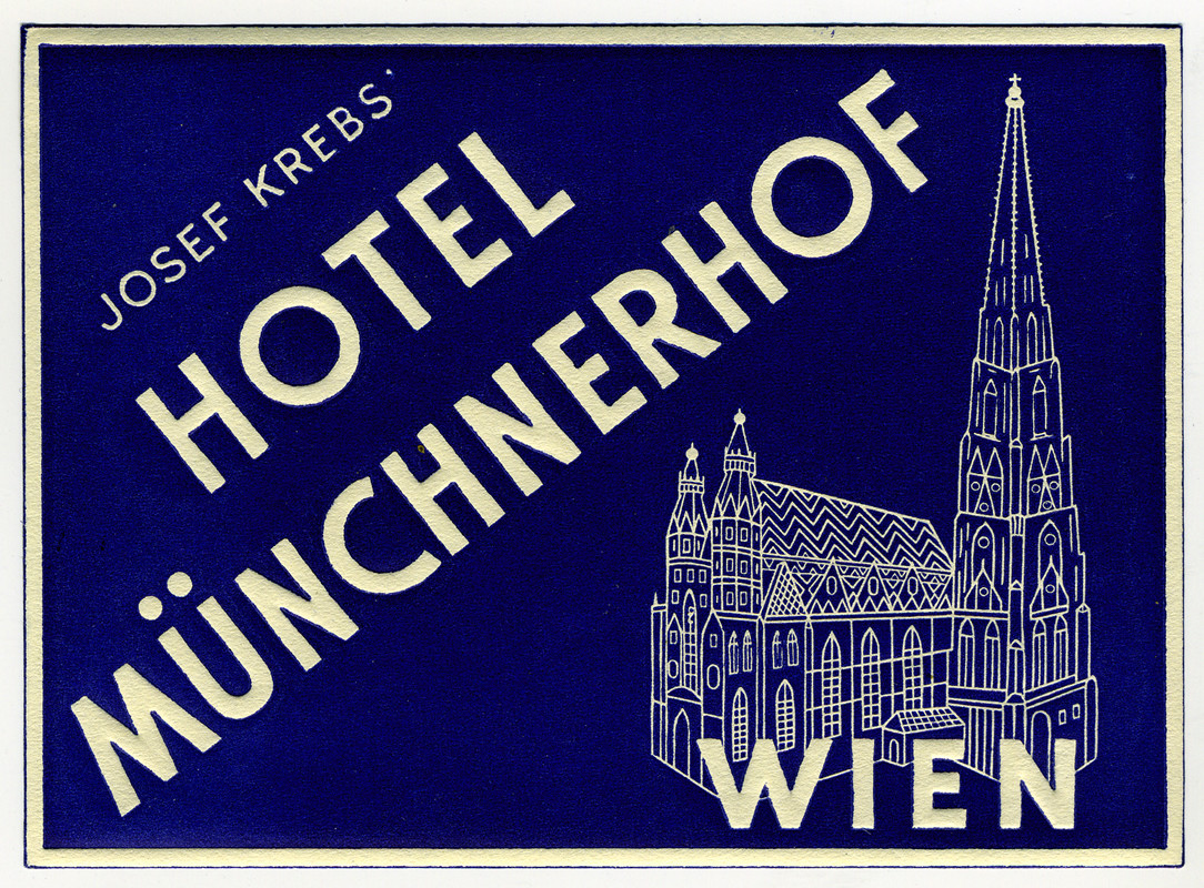 View of hotel; blue, white
