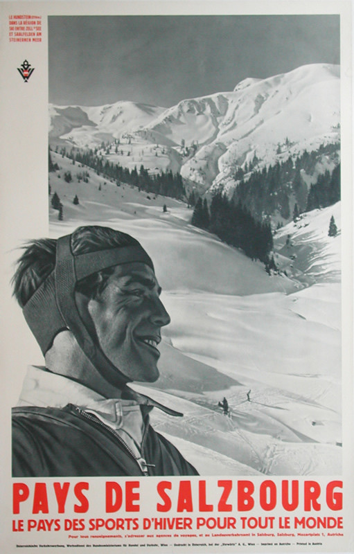 Photo of man looking out on the slopes; black, white