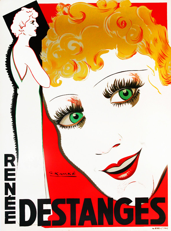 woman face close-up and her profile; red, yellow, green, white