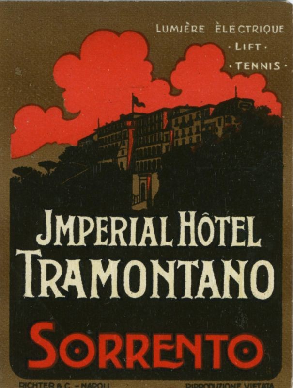 hotel against sky with clouds; brown, red