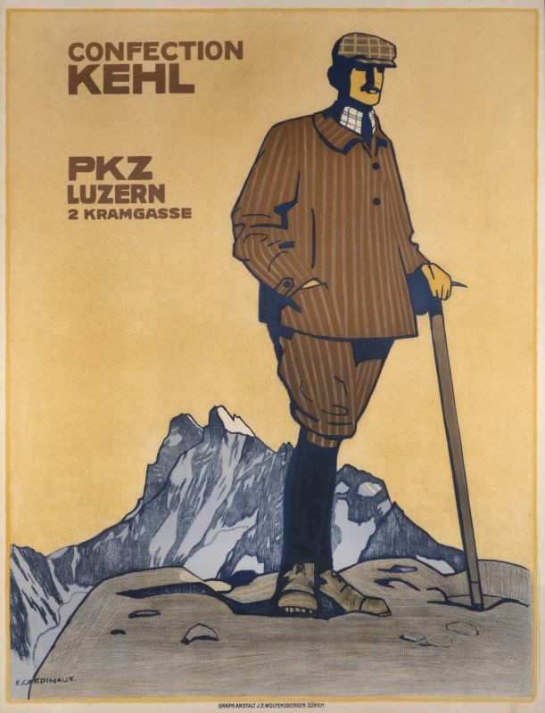 WELL-DRESSED MOUNTAIN CLIMBER; YELLOW, BLUE, BROWN