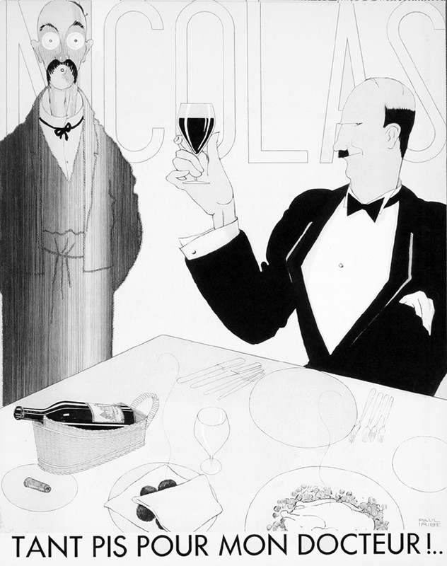 Man in tuxedo holds up wine glass; black and white