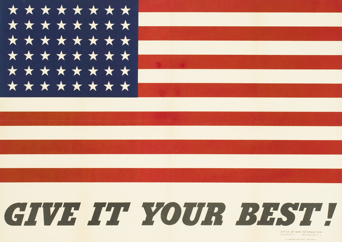 American Flag with "Give It Your Best" slogan; red, white, blue