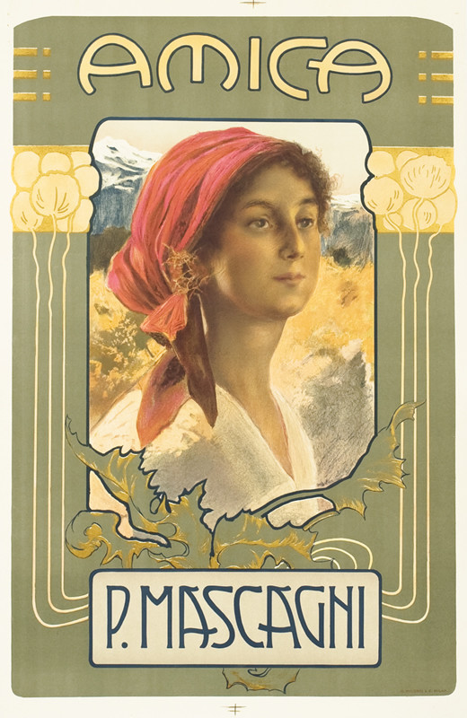 PEASANT GIRL; BLUE-GRAY, RED, ORANGE