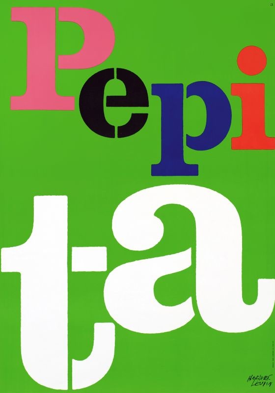 typography; white, pink, black, blue, red