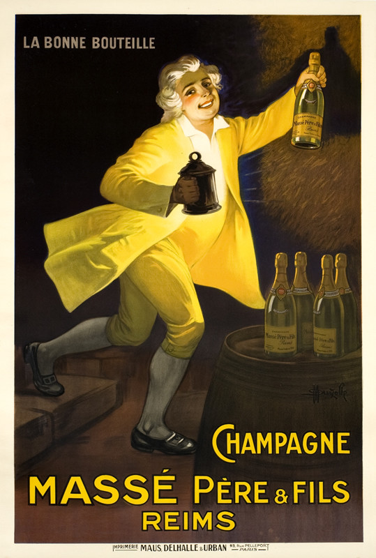 Man finds champagne bottle in wine cellar; black, yellow, brown