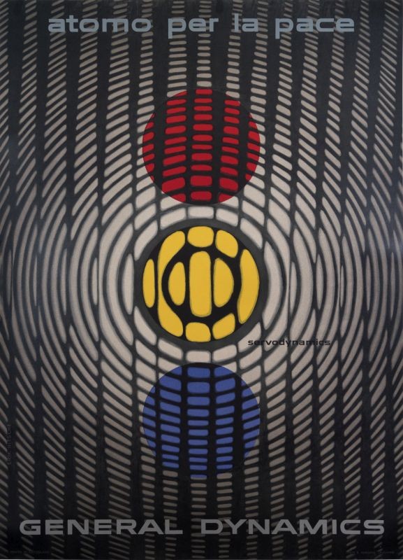 Dots arranged like a stoplight, radiating concentric circles; red, yellow, blue, black