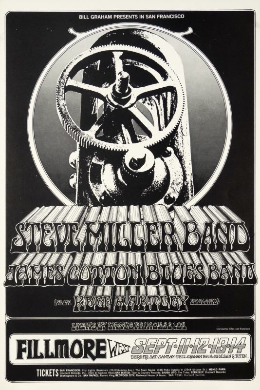 No. 191, with artist Peter Pynchon, photo of gear mechanism, James Cotton Blues Band, Keef Hartley; black and white