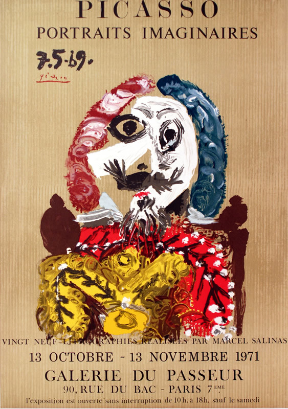 Surrealistic "imaginary portrait"; green, yellow, red