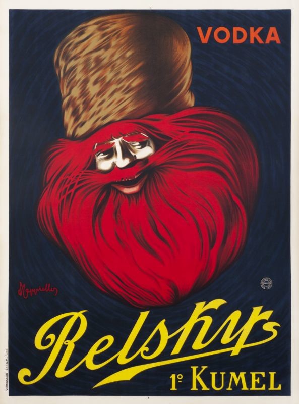 Russian in Cossack hat; red, black, yellow