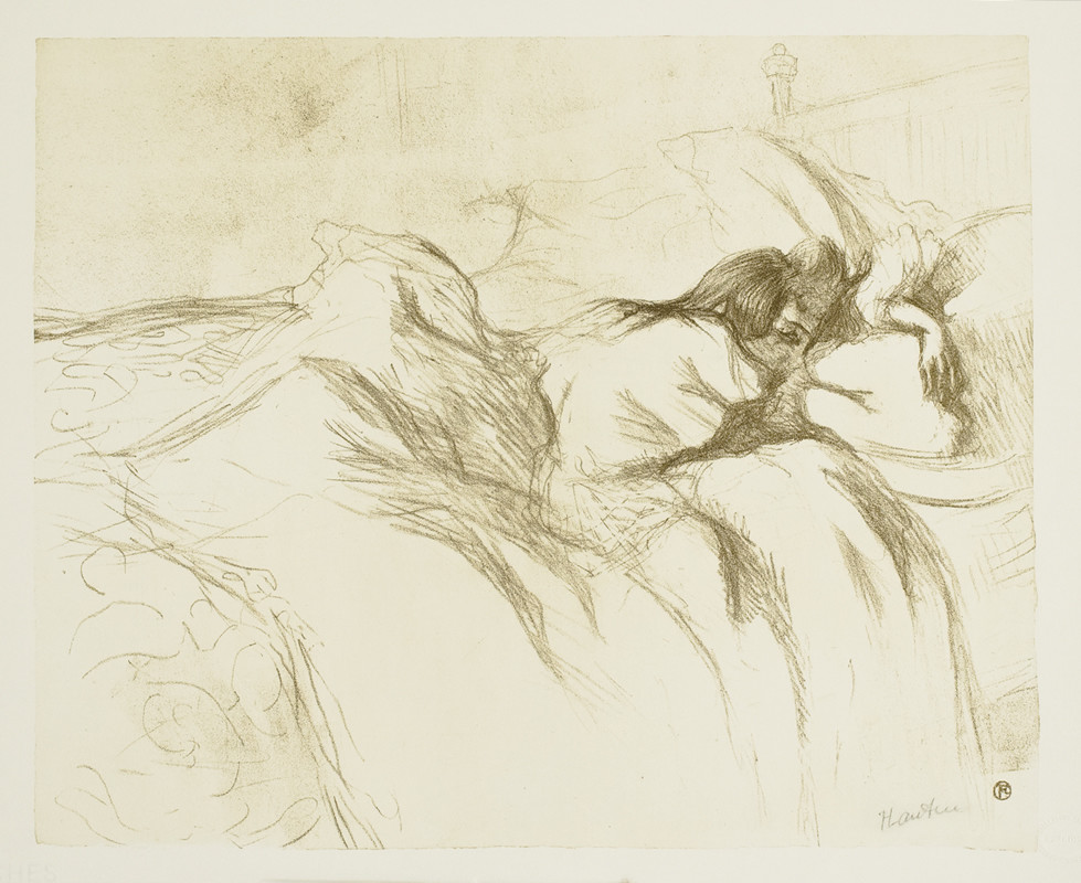 Courtesan sleeping ; tan, black