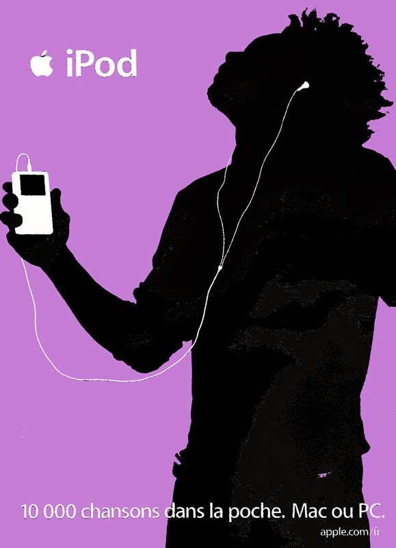 Man dances with ipod; purple