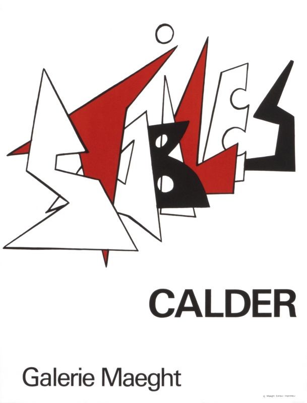 Stabiles text written out; black, red