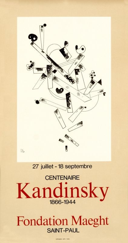 Kandinsky painting, drawing, gallery exhibition; brown, black, red, white