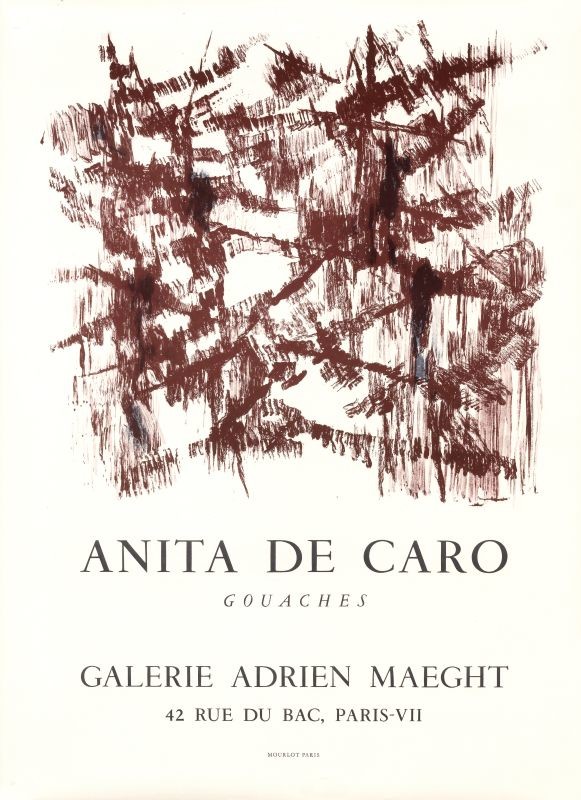 Abstract painting for gallery exhibition composed of red lines; red, black, white