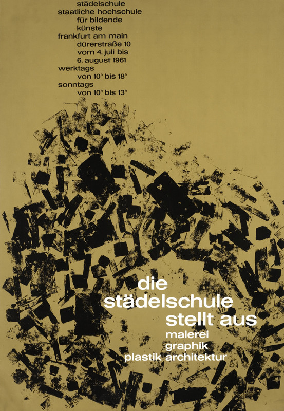 Abstract printed blocks; olive green, black