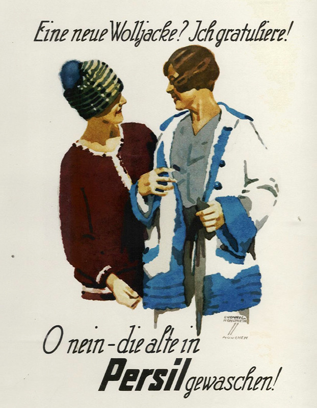 Two women talk about wool jacket; red, blue, brown, white