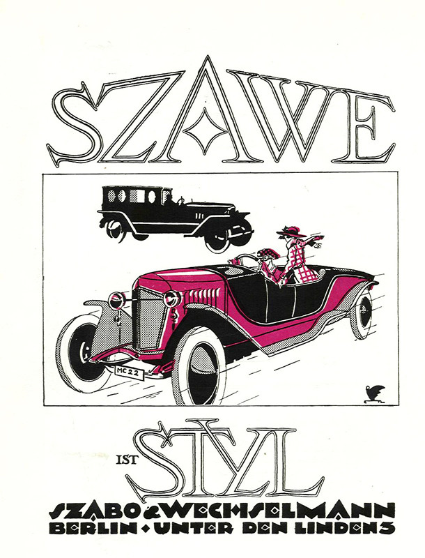 Car zooms ahead, woman looks behind; red, black
