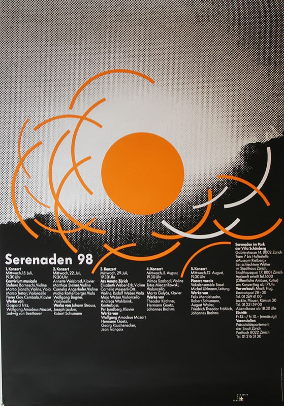 Sun with abstract rays; black and orange