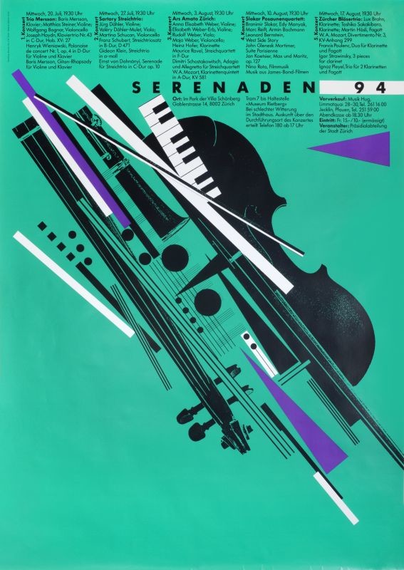 Abstract instruments on green ground