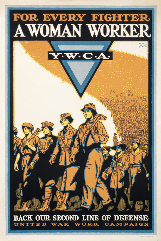 Parade of marching women workers
