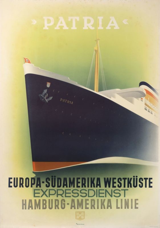 Poster Bateau Hamburg Amerika Linie – Réf096, 40x60cm, Reproduction Vintage